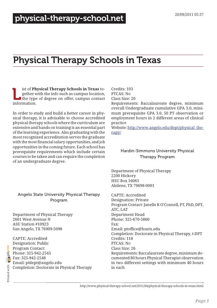 physical therapy information