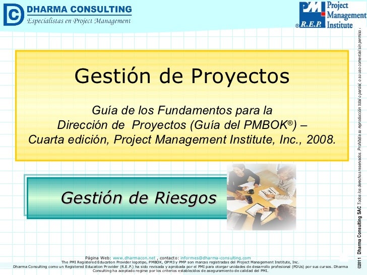 GESTION DE RIESGOS DE PROYECTOS gestion de riesgos de proyectos: