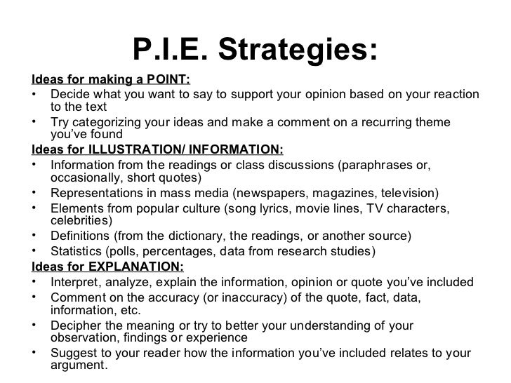Pie essay structure