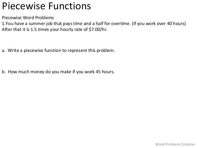 Printables Piecewise Word Problems Worksheet With Answers functions word problems worksheet davezan piecewise davezan
