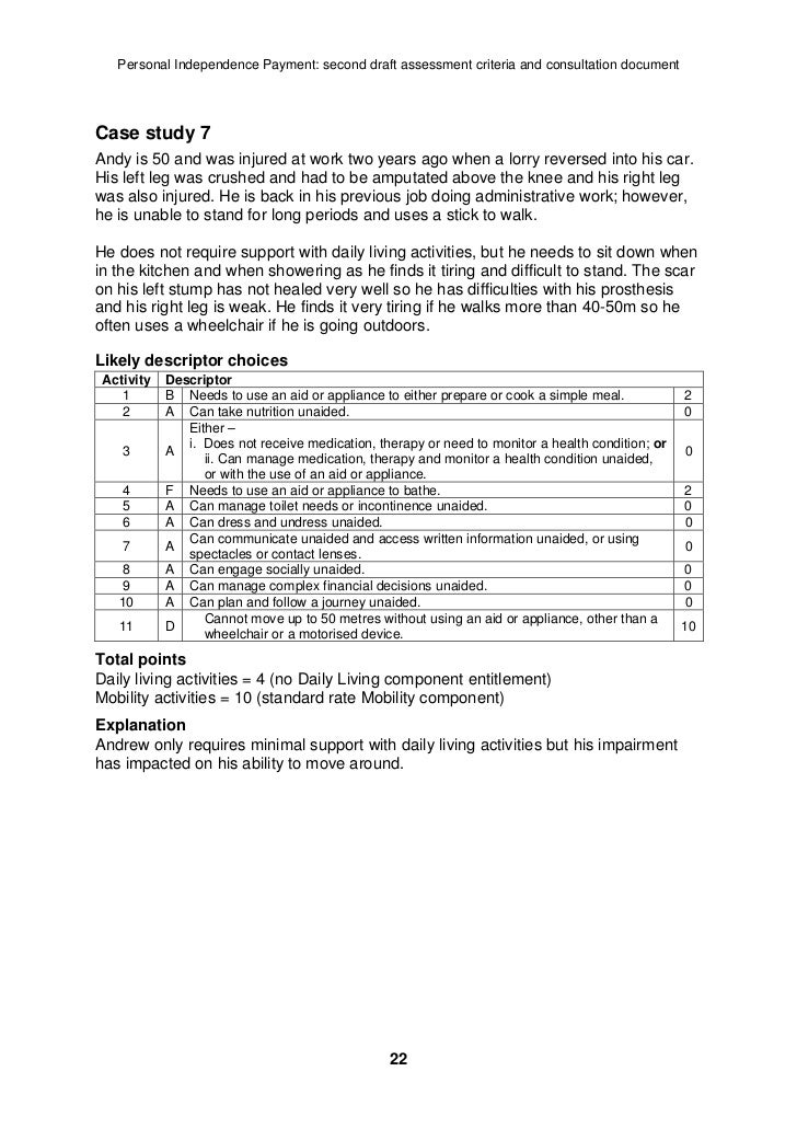 PIP assessment thresholds and consultation