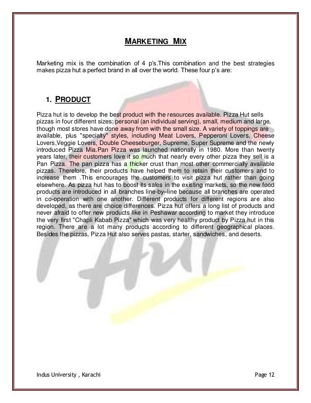 pizza hut marketing mix pizza hut marketing mix
