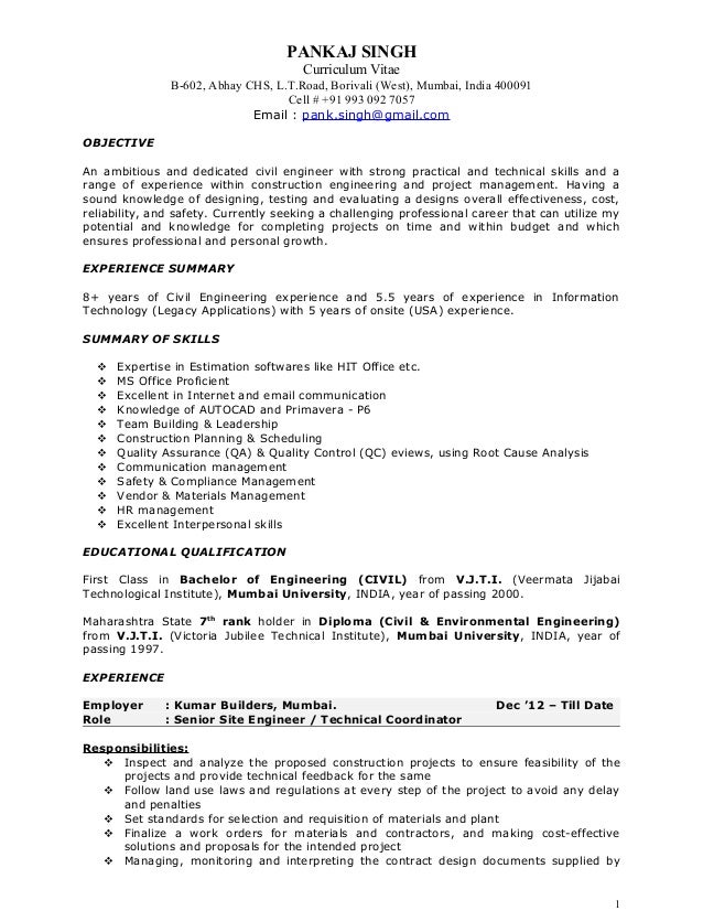 construction project manager resume | construction project