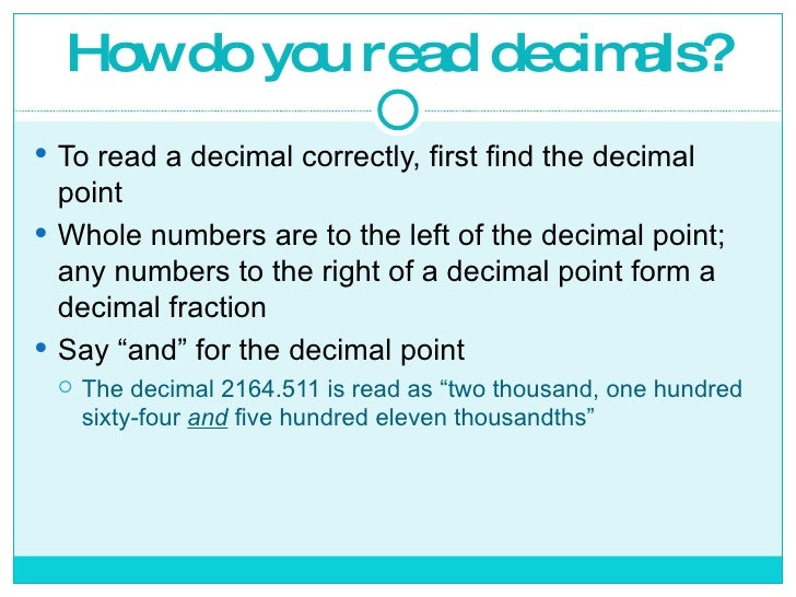 Place value with decimals