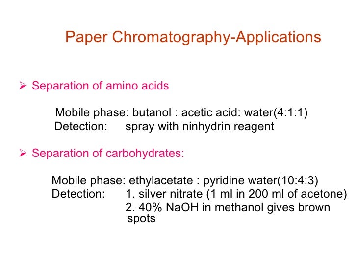 Separation of sugars by paper chromatography