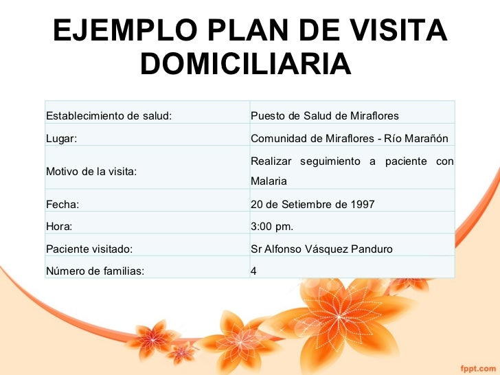 Plan de charla y plan de visita domiciliaria