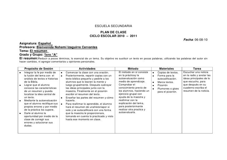 plan de clase planeamiento de clases