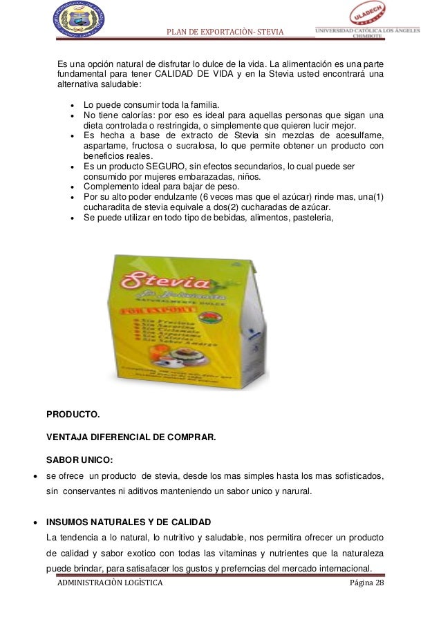 Plan de exportacion de stevia Plan de exportacion de stevia
