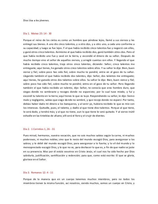 LECTURAS BIBLICAS RELACIONADAS lecturas biblicas relacionadas: