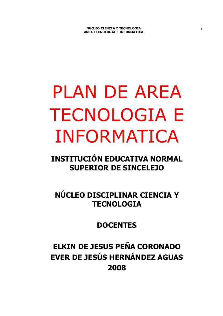 Plan De Area Tecnologia E Informatica | plan de 225 rea tecnolog 237 a e inform 225 tica Plan De Area Tecnologia E Informatica | plan de 225 rea tecnolog 237 a e inform 225 tica