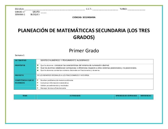 Planeacion de matematicas secundaria 1 2 y 3 grado planificacion pa…