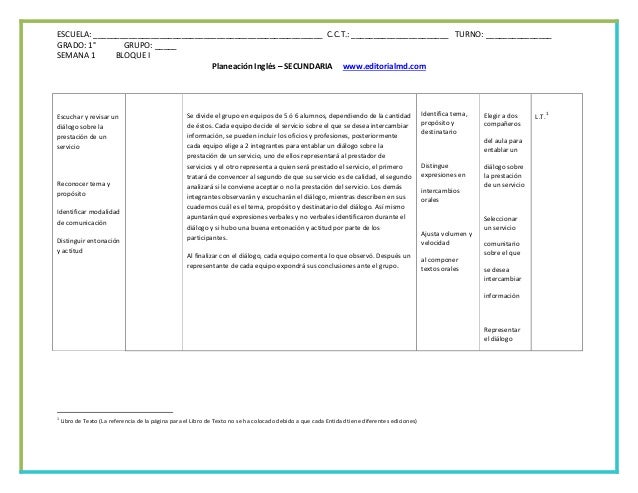 Planeacion Ingles secundaria 1 2 y 3er. grado