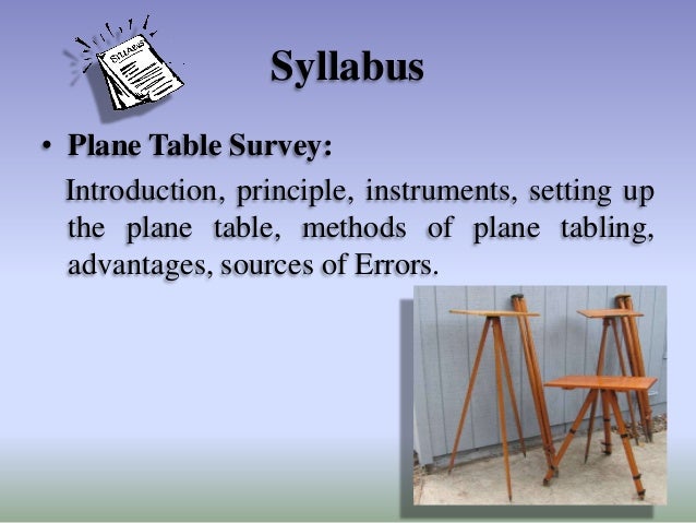 Plane Table Survey Plane Table Survey Unit Vi 2