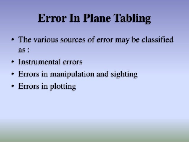 Plane Table Survey 82 Error In Plane Tabling