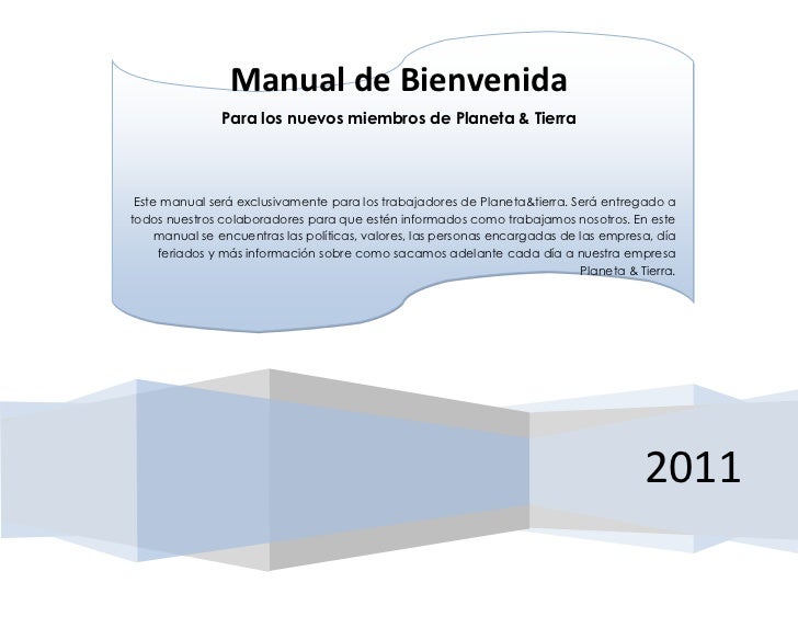 EJEMPLO DE MANUAL DE BIENVENIDA ejemplo de manual de bienvenida: