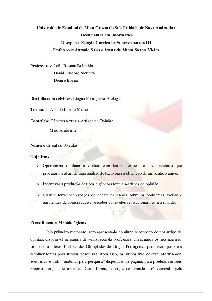 Artigo de opiniao redacao