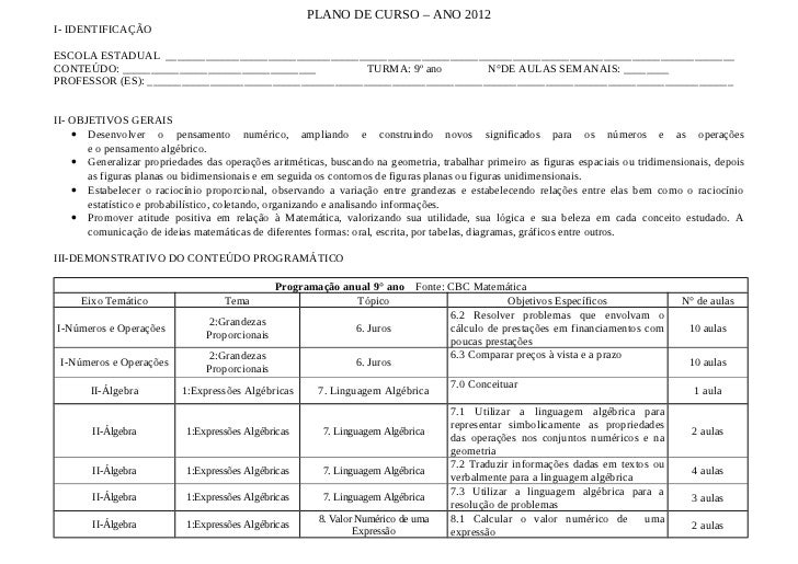 Plano de curso