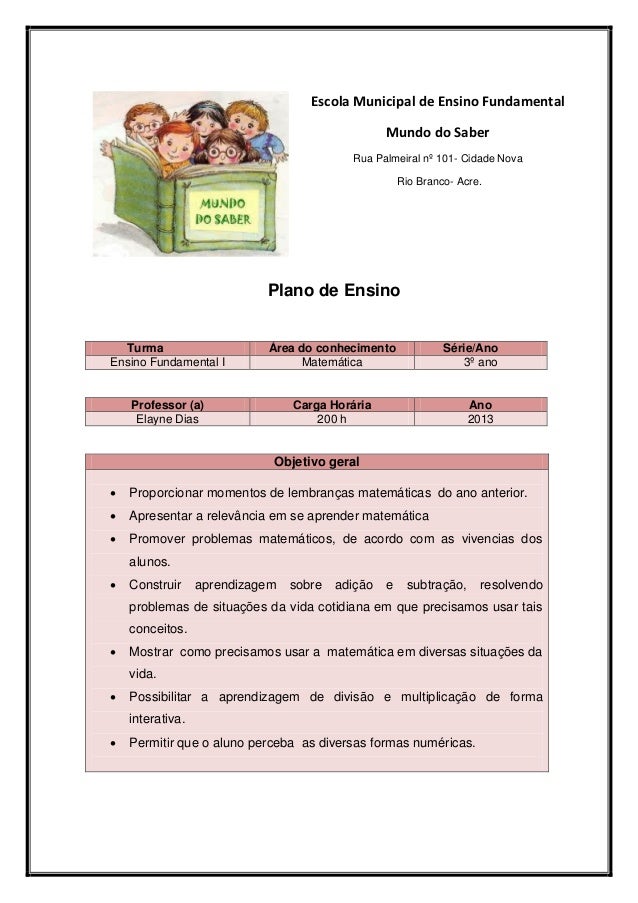 Plano de curso de matematica ensino medio