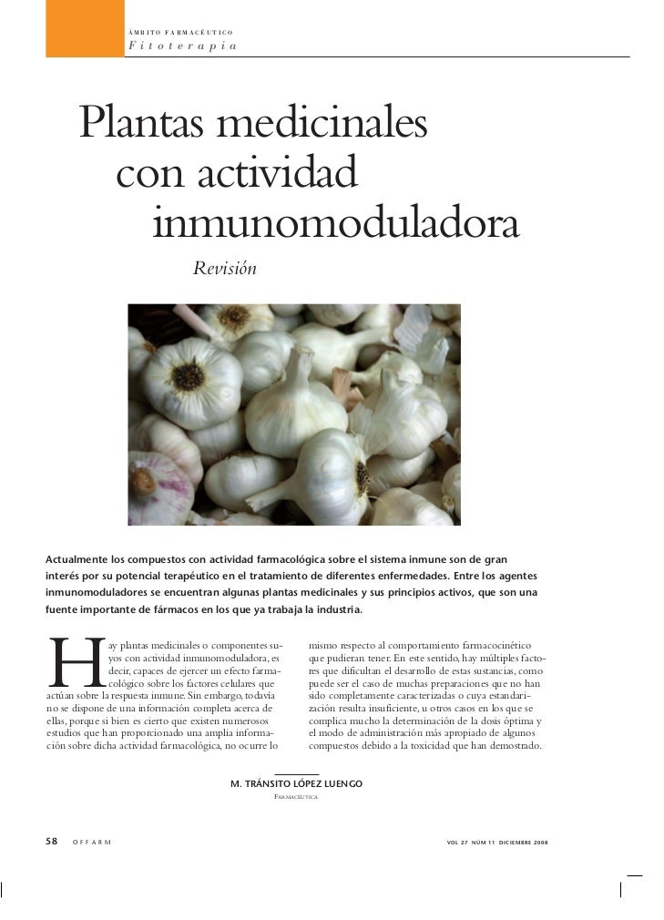Plantas medicinales inmunomoduladoras Plantas medicinales inmunomoduladoras