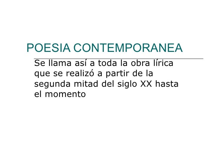 LIRICA CONTEMPORANEA lirica contemporanea: