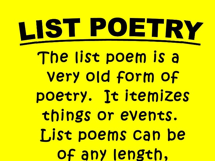 Image result for list poetry