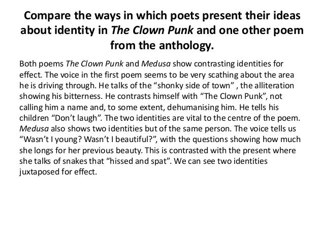 Comparing the two poems clown punk and medusa essay image