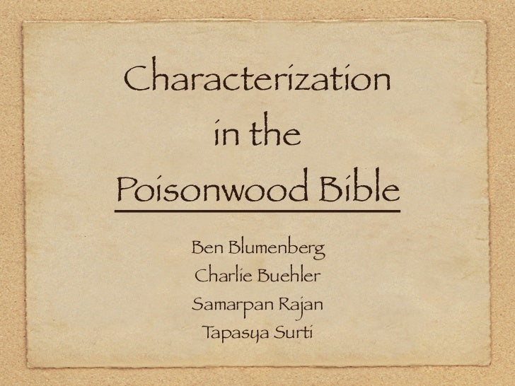 poisonwood bible research paper Poisonwood bible: missionary work this research paper poisonwood bible: missionary work and other 64,000+ term papers, college essay examples and free essays are available now on reviewessayscom. poisonwood bible research paper Poisonwood bible: missionary work this research paper poisonwood bible: missionary work and other 64,000+ term papers, college essay examples and free essays are available now on reviewessayscom.