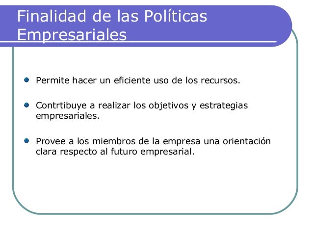 Politicas empresariales