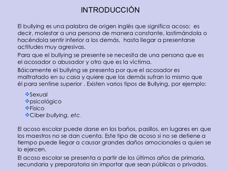 Popuesta introduccion bullying Popuesta introduccion bullying