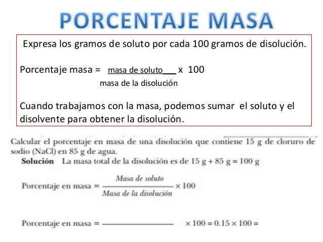 Porcentaje En Masa