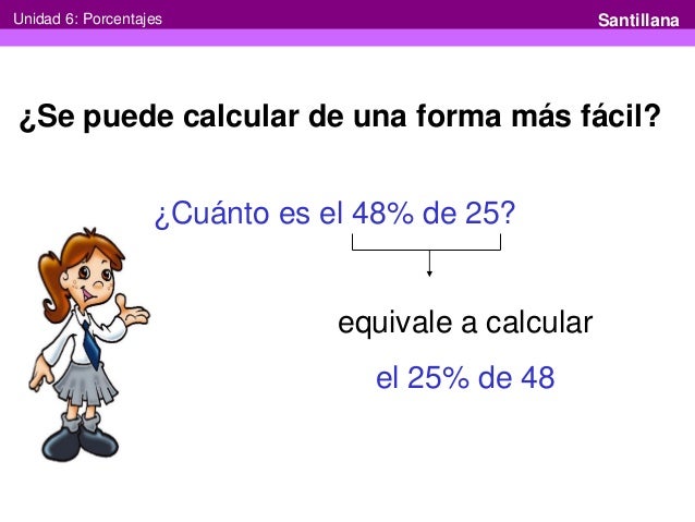 Unidad 6: Porcentajes Santillana¿Se puede calcular de una forma más fácil? ...