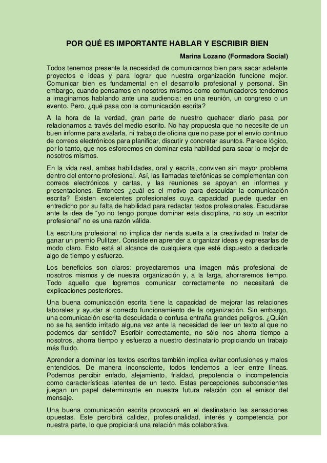 HABLAR Y ESCRIBIR BIEN hablar y escribir bien: