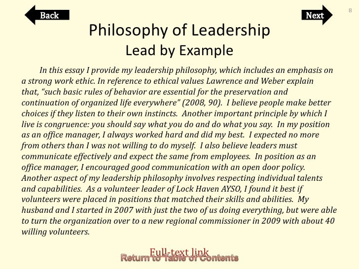 Leadership essays samples