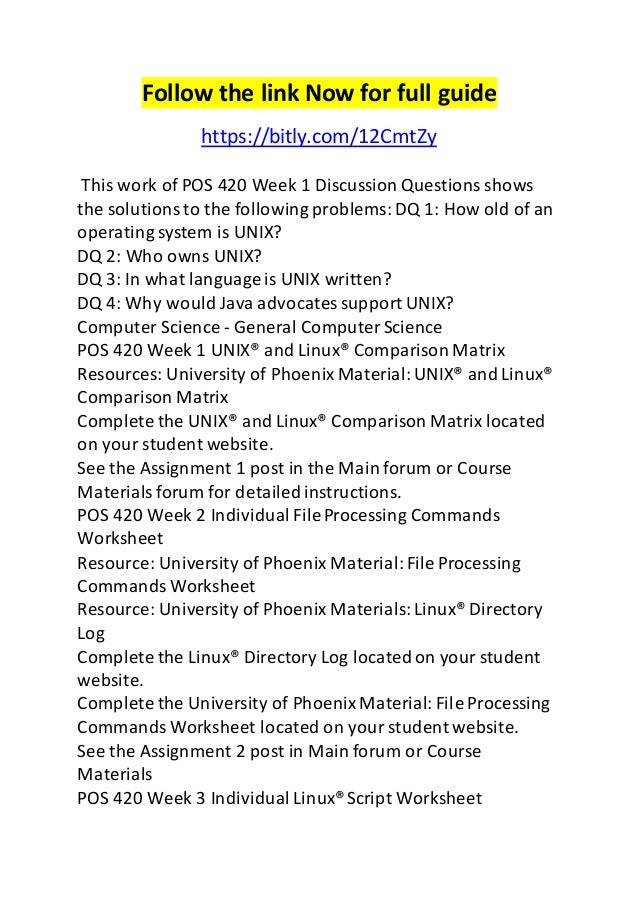 pos 420 week 1 unix and pos 420 week 1 unix and