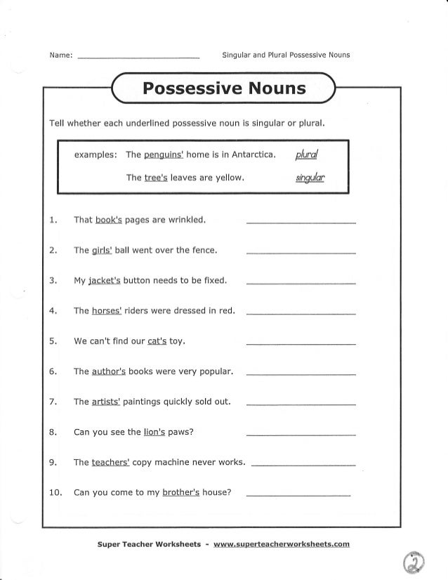 Printables Plural Possessive Nouns Worksheets super teacher worksheets singular and plural possessive nouns math worksheet multiple ws nouns