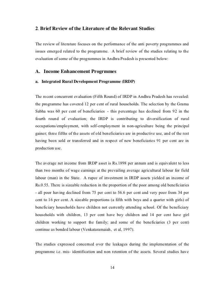 Poverty Literature Review