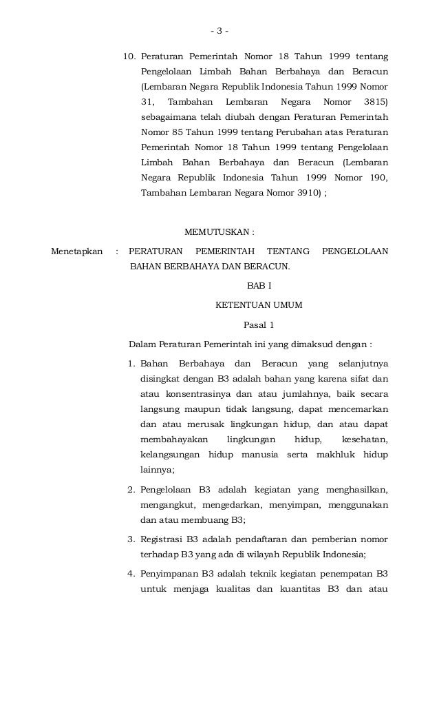 peraturan pemerintah no 74 tahun 2001 tentang pengelolaan peraturan pemerintah no 74 tahun 2001 tentang pengelolaan