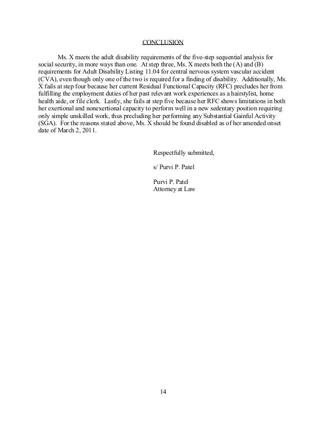 a writing sample legal