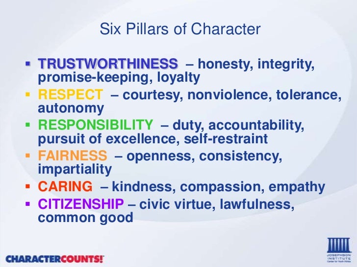 Six Pillars Of Character Worksheets - Vintagegrn