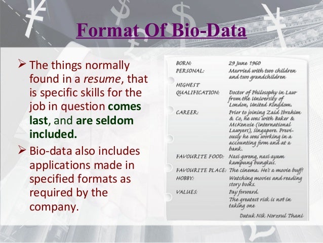 Resume biodata difference