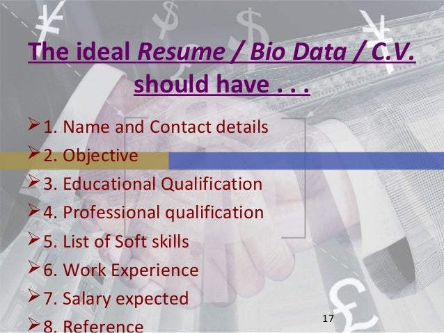 Difference between cv resume and bio data