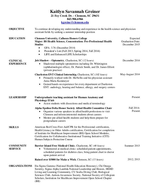 Example of resume for optometrist