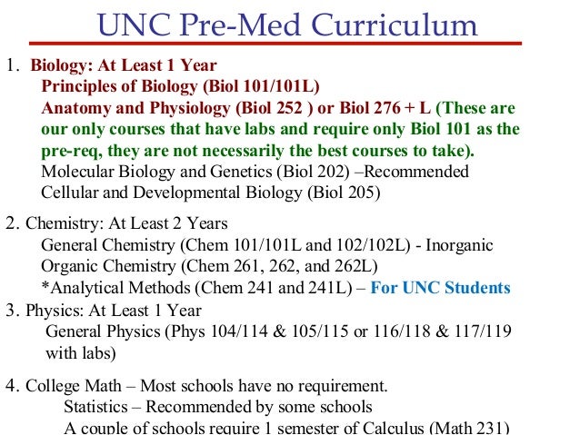 Premed coursework
