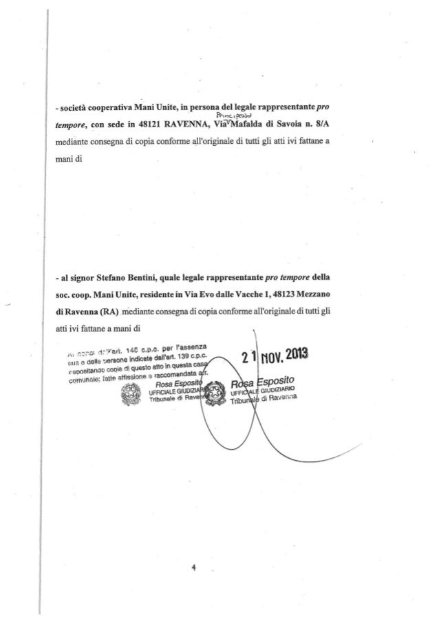 Precetto banca nei confronti della coop