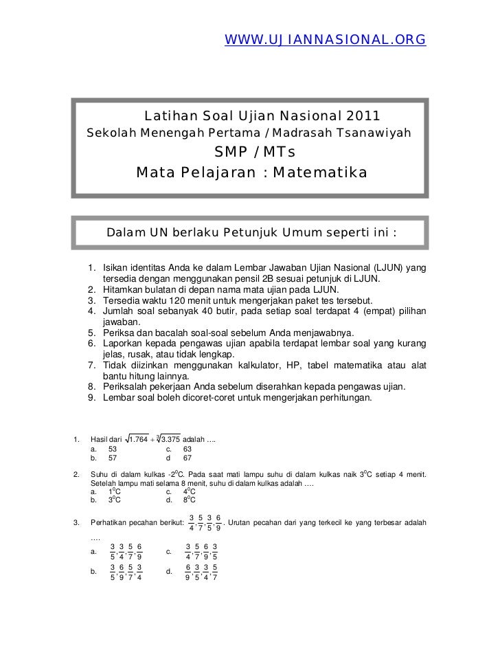 Soal Soal Un Smp Andiweb