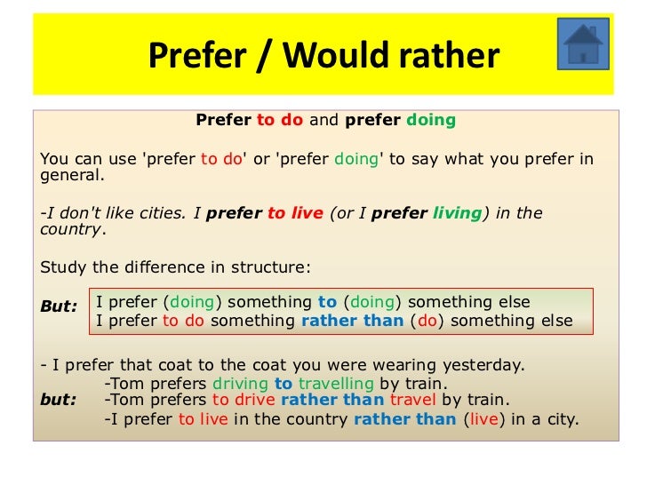 Resultado de imagen de PREFER AND RATHER AND PREFER