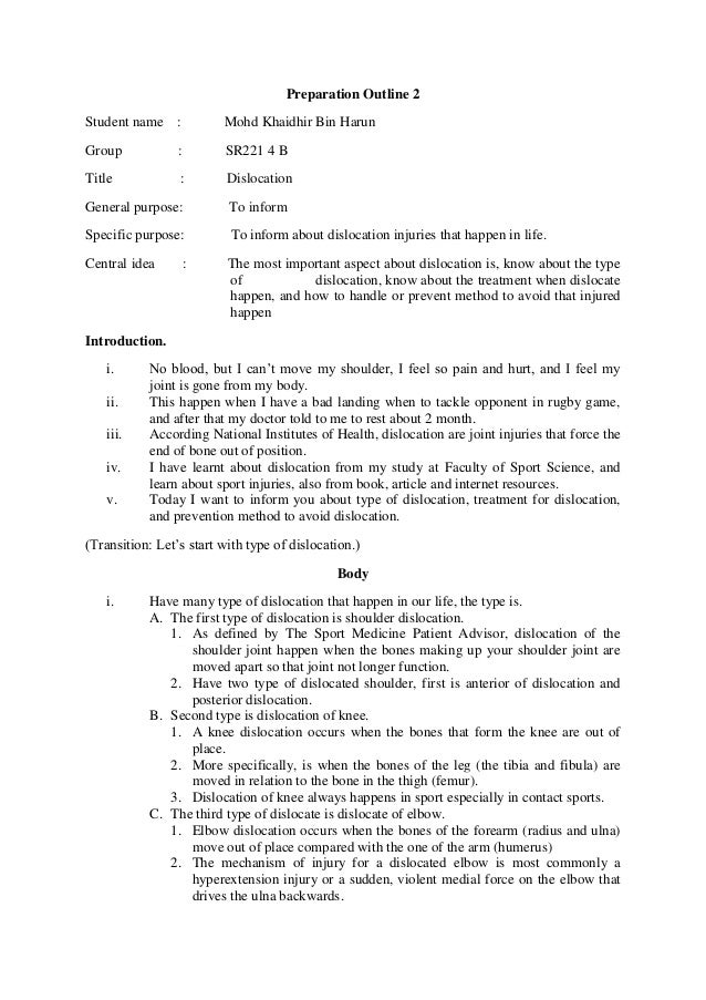 sample preparation outline for informative speech Outline guide for an extemporaneous speech title of speech: all speeches must be titled general purpose(method of presentation): to inform, to entertain, to. sample preparation outline for informative speech Outline guide for an extemporaneous speech title of speech: all speeches must be titled general purpose(method of presentation): to inform, to entertain, to.