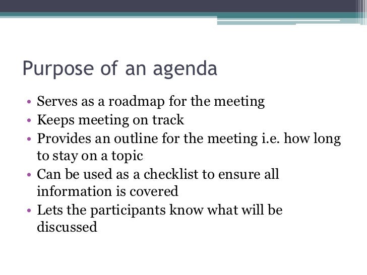 Preparing an effective agenda