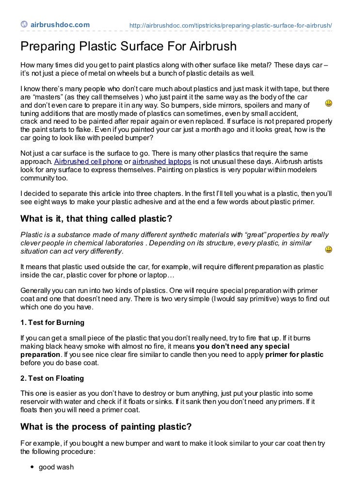 Preparing plastic surface for painting