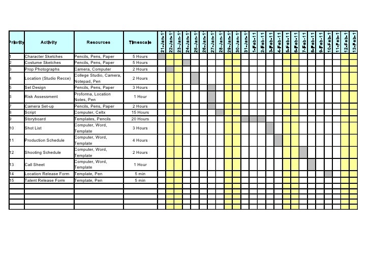 Production Schedule Template